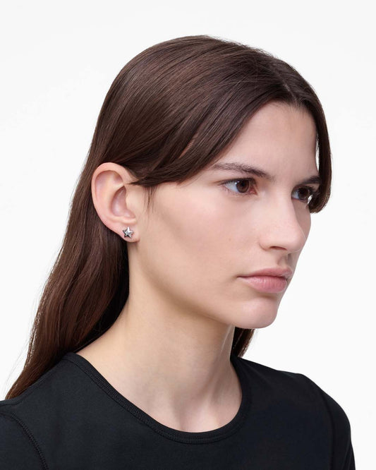 The Star Balloon Stud Earrings Light Antique Silver