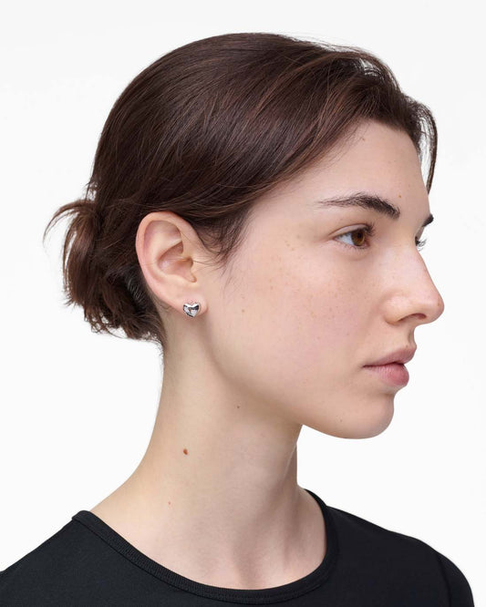 The Heart Balloon Stud Earrings Light Antique Silver