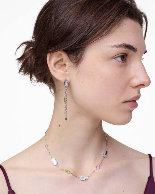 The J Marc Luxe Gem Linear Earrings Silver/Multi