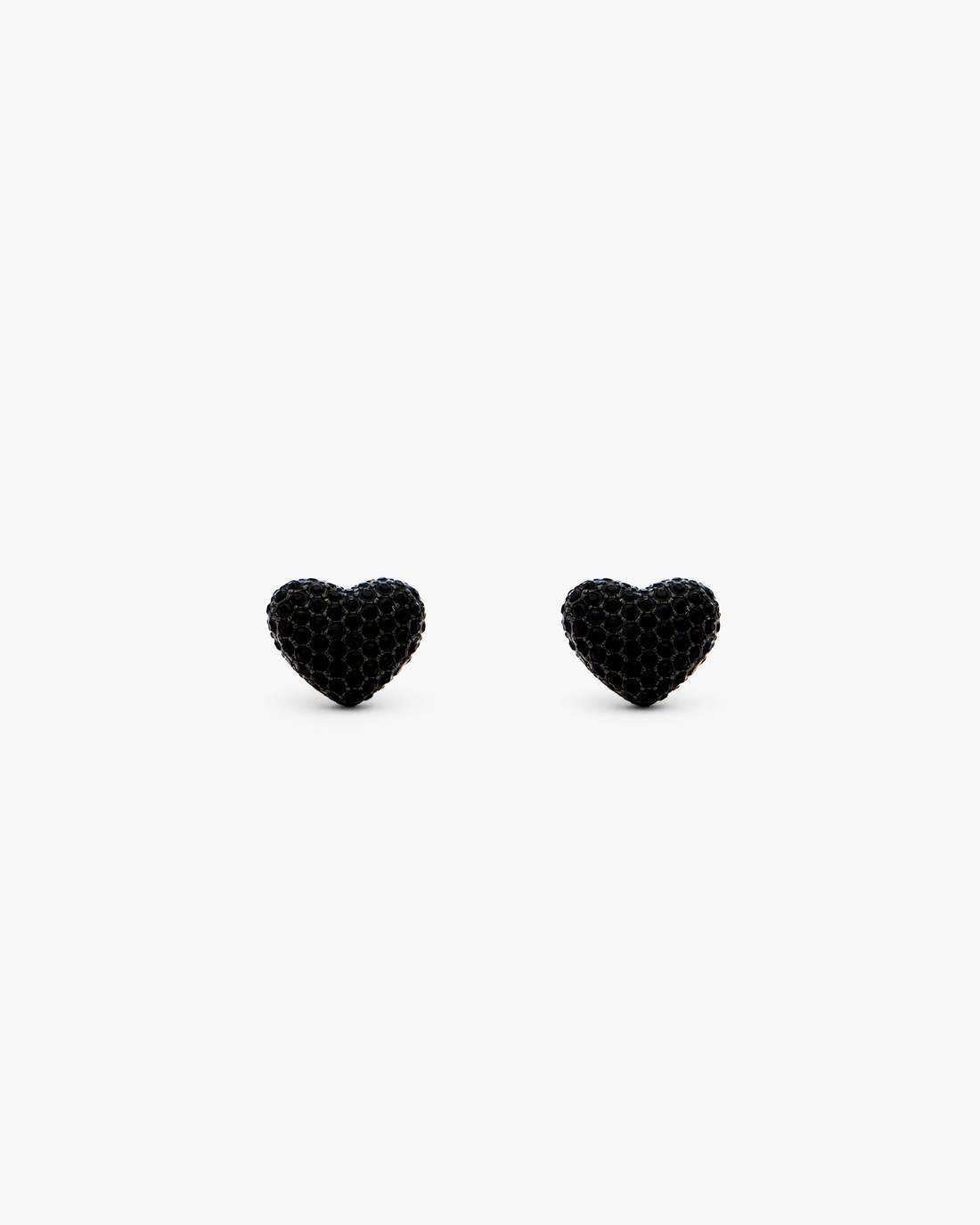 The Heart Balloon Pave Earrings Black/Black Crystal