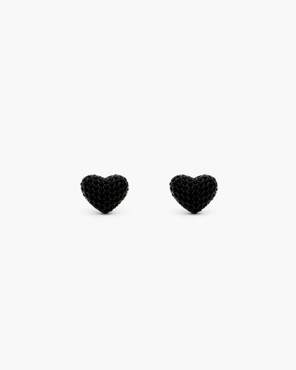 The Heart Balloon Pave Earrings Black/Black Crystal