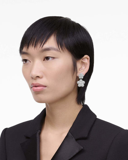 The Daisy Balloon Drop Earrings Silver/Crystal