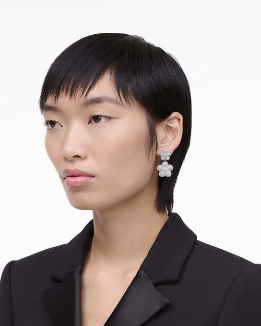 The Daisy Balloon Drop Earrings Silver/Crystal