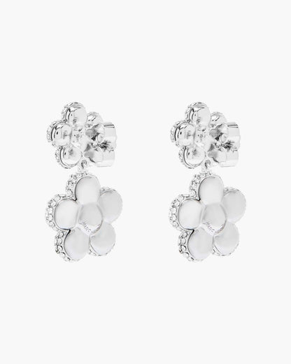 The Daisy Balloon Drop Earrings Silver/Crystal
