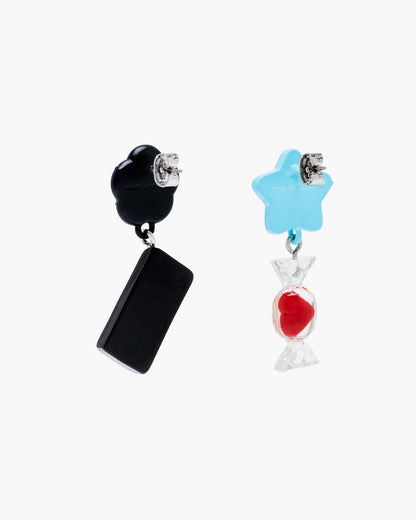 The Sticker Charm Earrings Silver Multi
