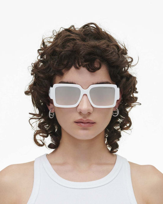 The Bold Logo Square Mirrored Sunglasses White/Grey