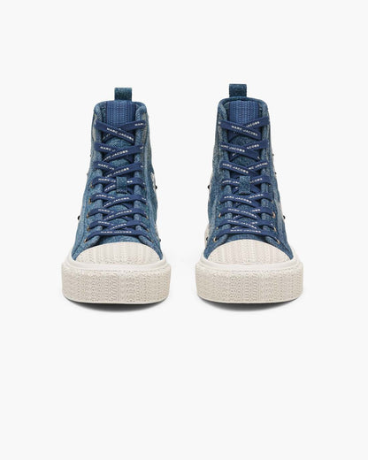 The Sequin Daisy Denim High Top Sneaker Vintage Indigo