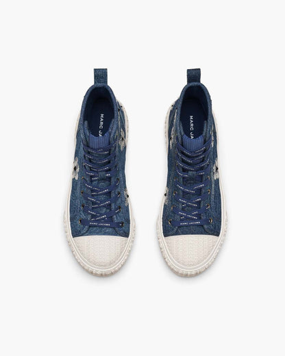 The Sequin Daisy Denim High Top Sneaker Vintage Indigo