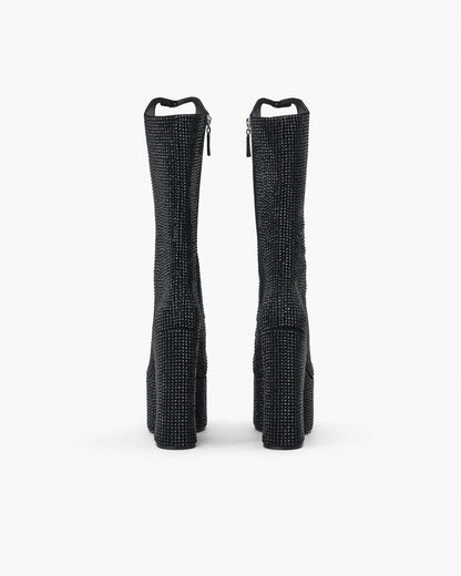 The Rhinestone Kiki Knee-High Boot Black/Black