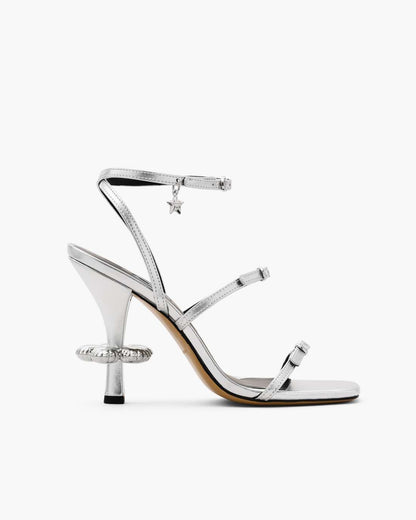 The Metallic Leather Daisy Heel Silver