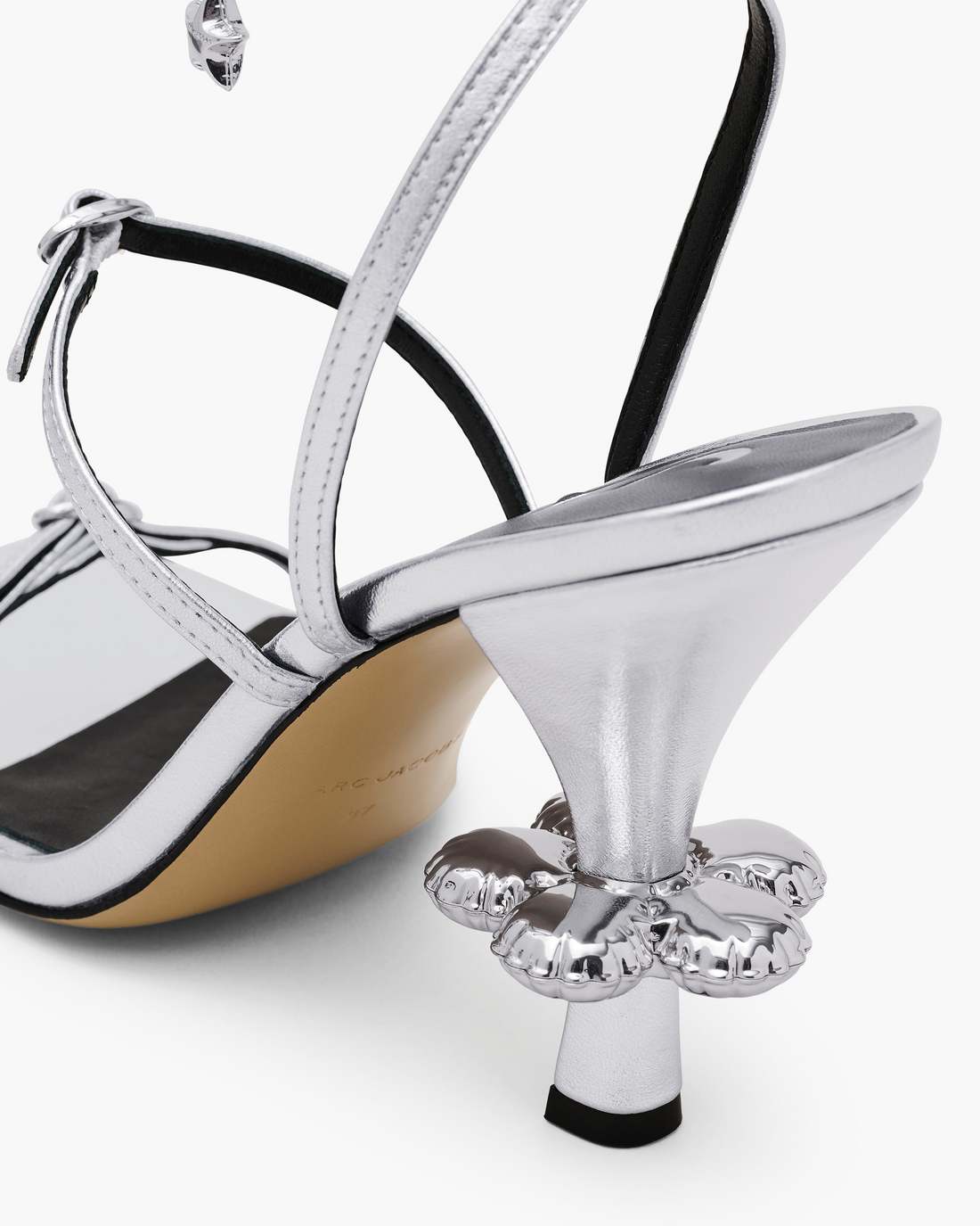 The Metallic Leather Daisy Heel Silver