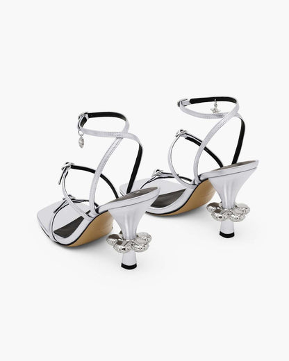The Metallic Leather Daisy Heel Silver