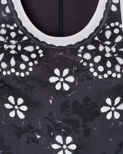 Trompe L'Oeil Eyelet Dress Black/White