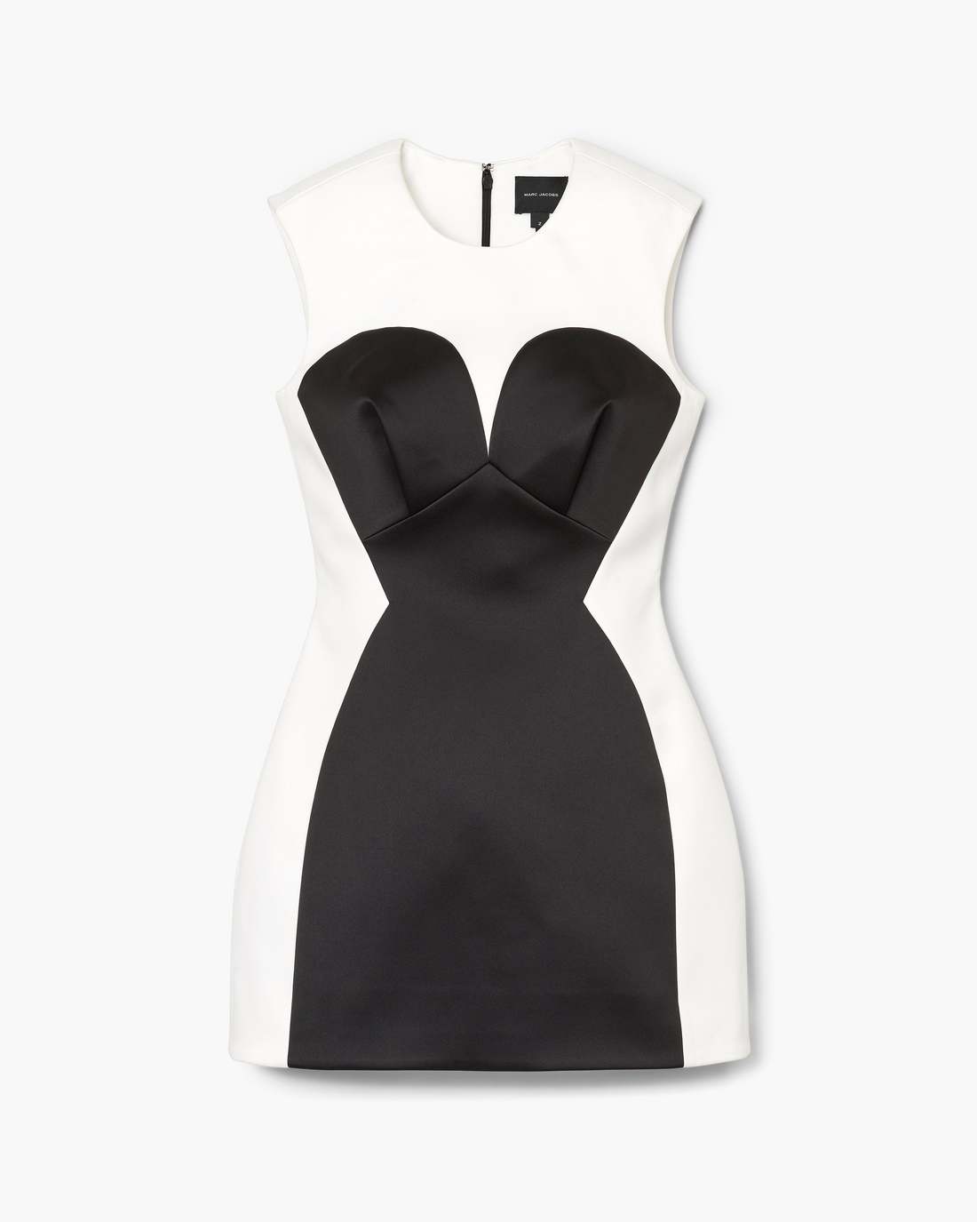 Seamed Up Satin Dress Black/White
