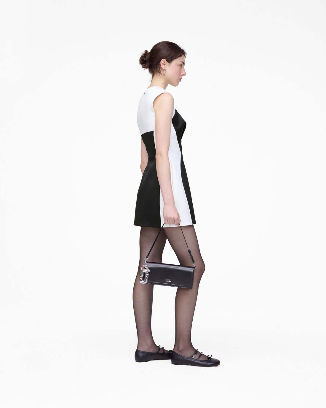 Seamed Up Satin Dress Black/White