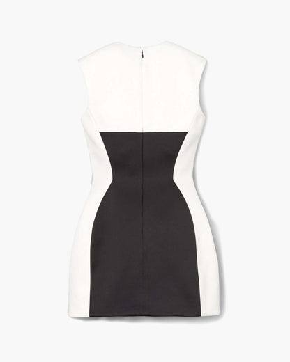 Seamed Up Satin Dress Black/White