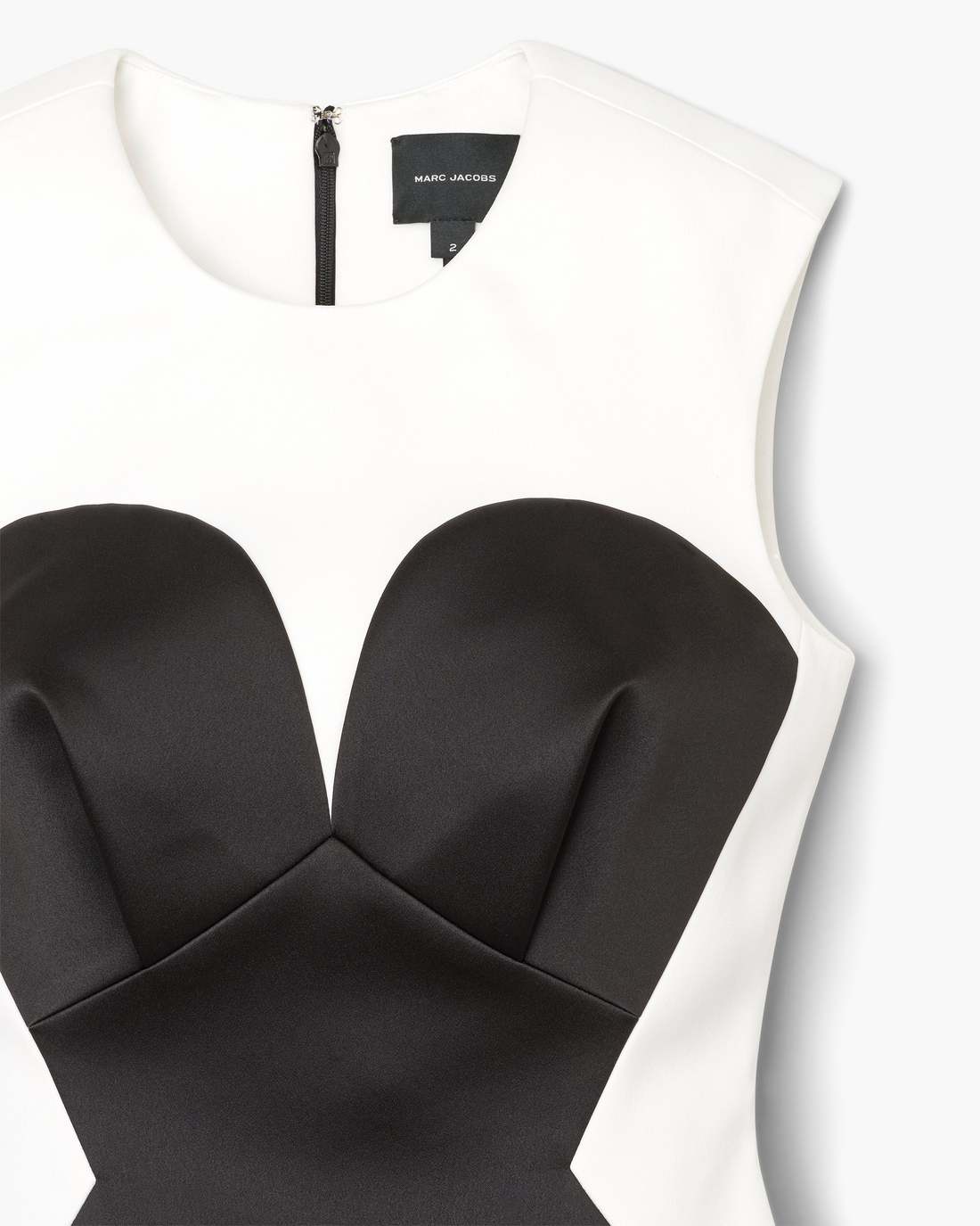 Seamed Up Satin Dress Black/White