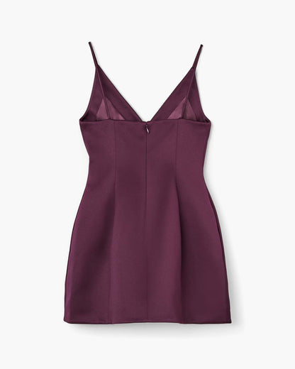 Satin Bow Dress Dark Plum