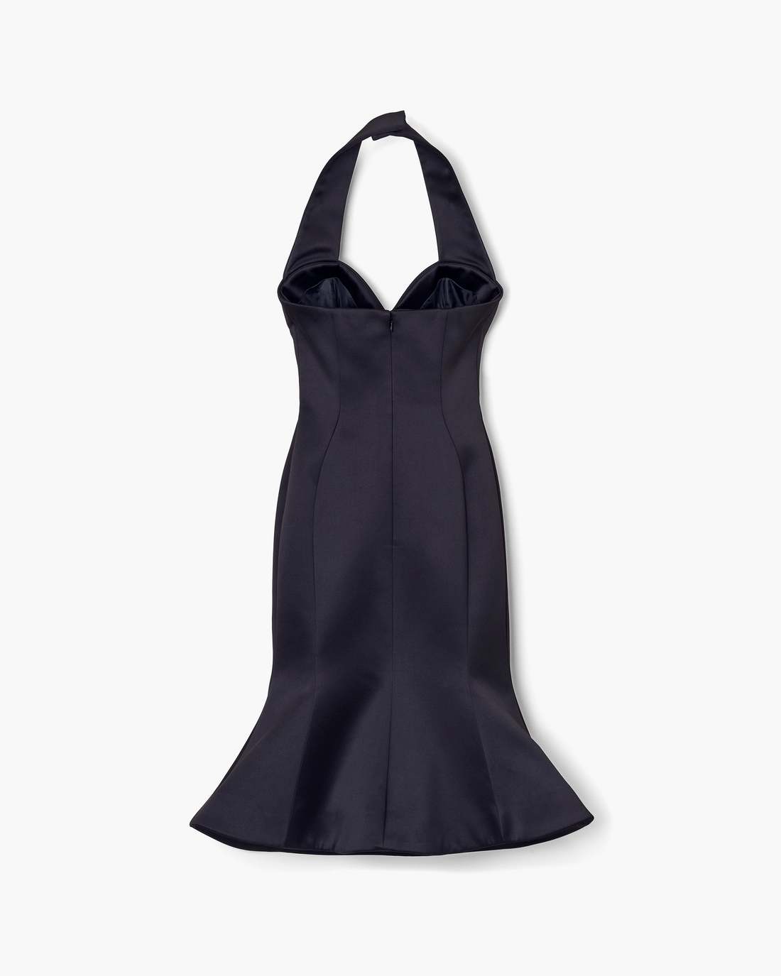 Sculpted Satin Halter Dress Black