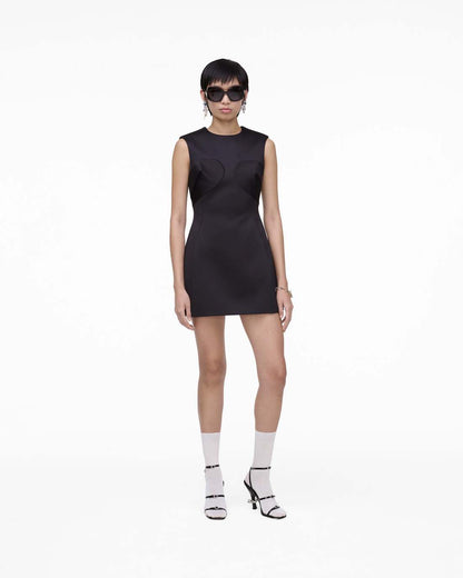 Seamed Up Satin Dress Black
