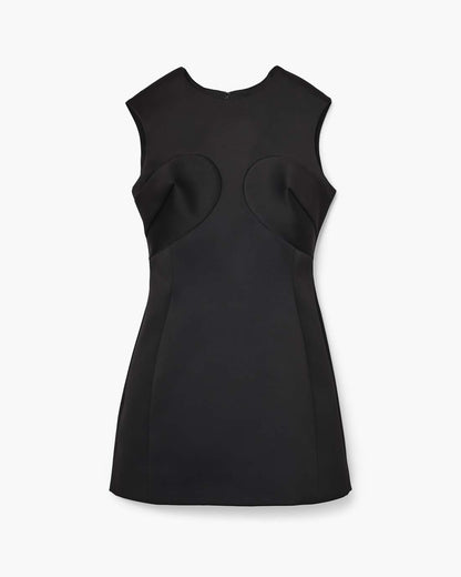 Seamed Up Satin Dress Black