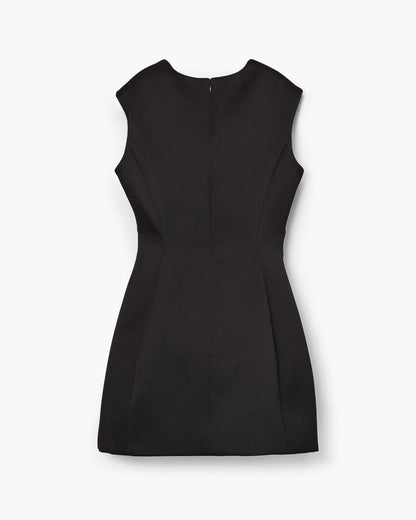 Seamed Up Satin Dress Black