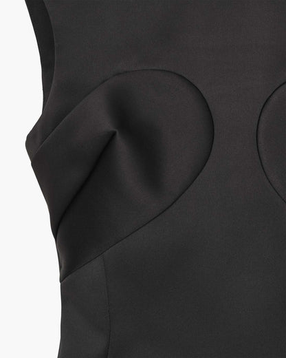 Seamed Up Satin Dress Black