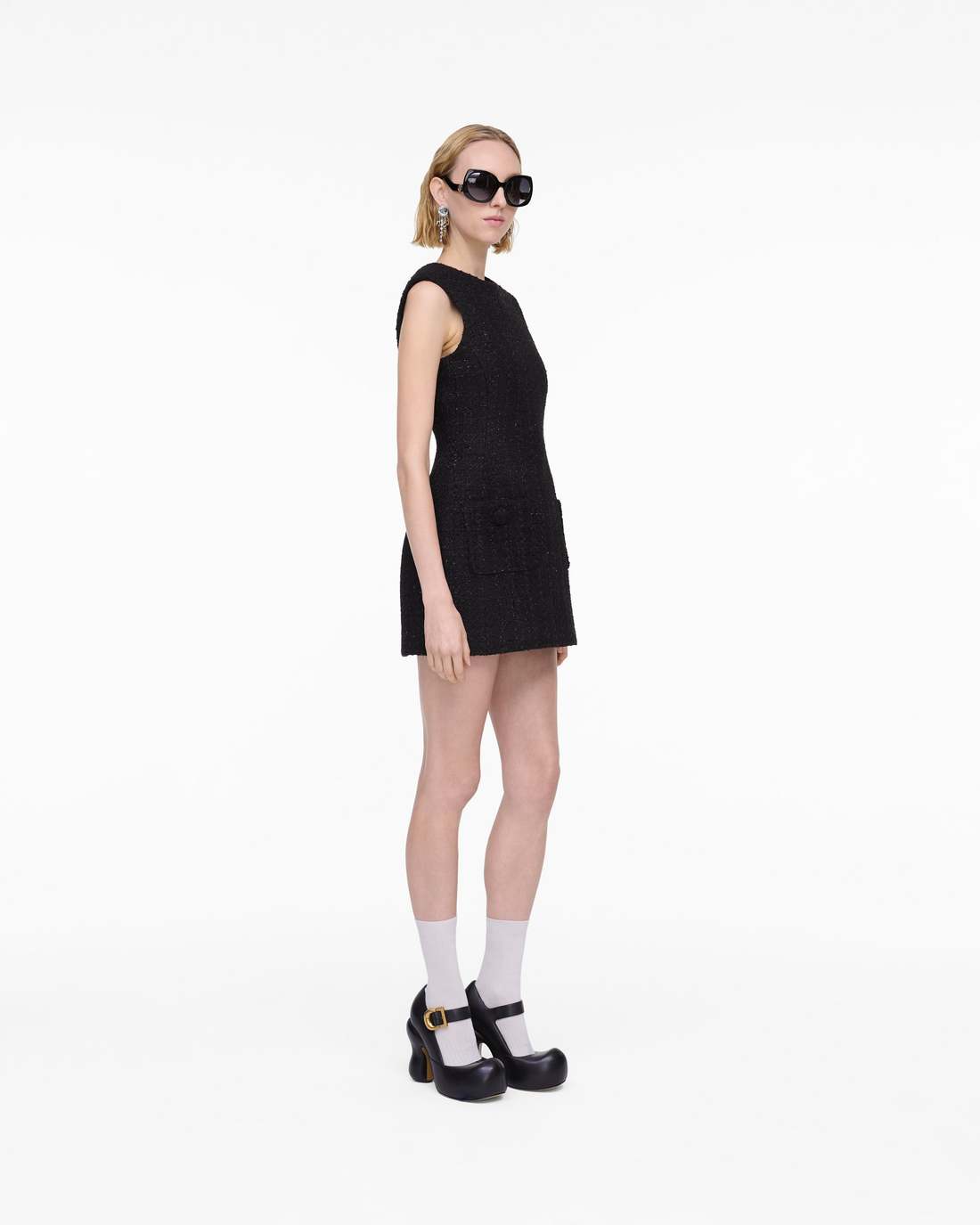 Sculptural Tweed Dress Black