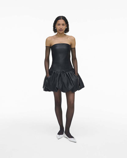 The Leather Bubble Dress Black