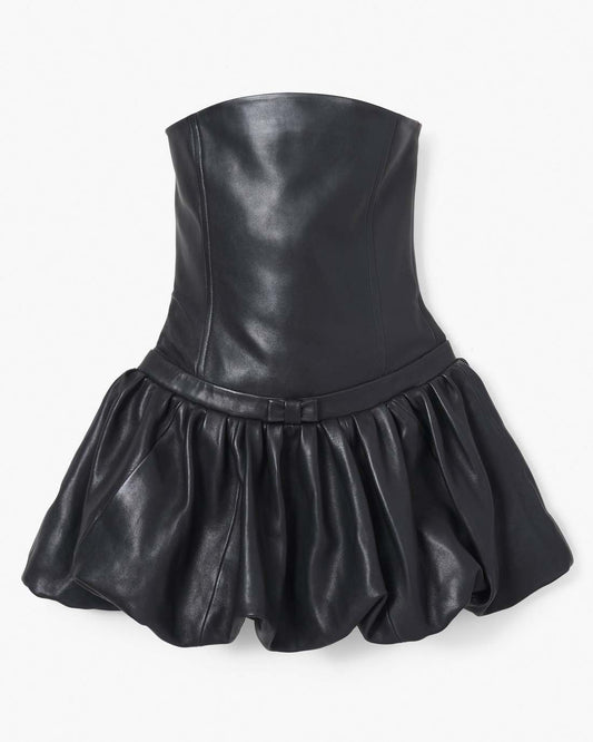 The Leather Bubble Dress Black