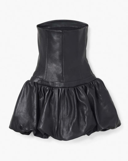 The Leather Bubble Dress Black