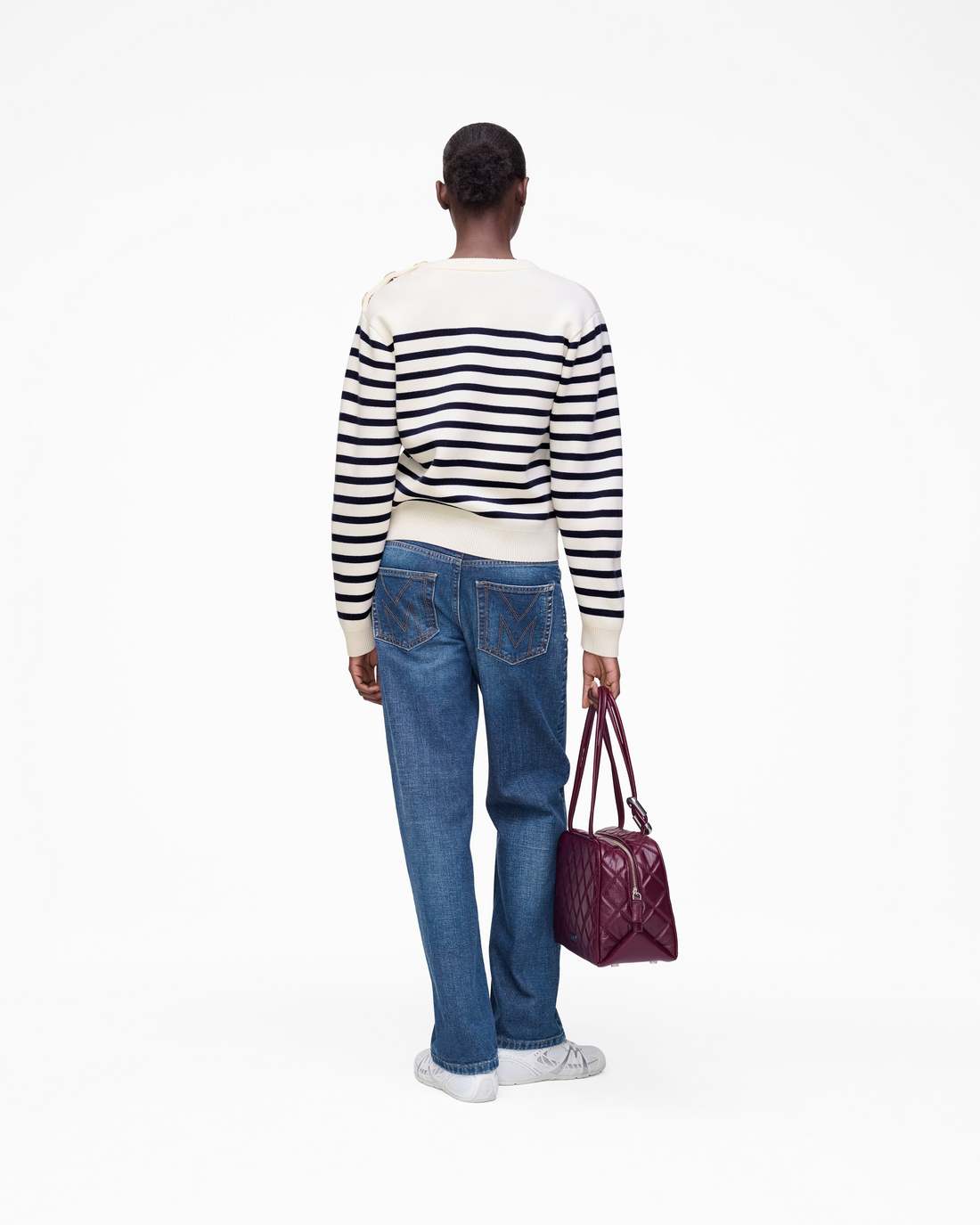 Breton Stripe Crewneck White/Navy