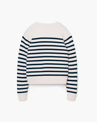 Breton Stripe Crewneck White/Navy