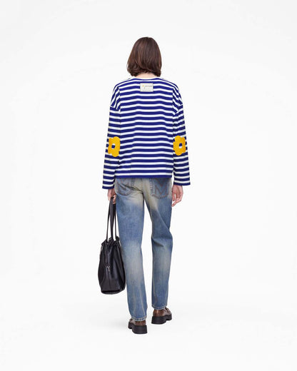 Daisy Striped Longsleeve Pansy/White