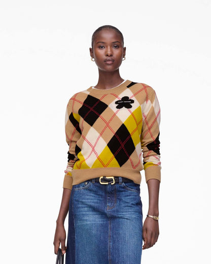 Preppy Daisy Argyle Crewneck Joy Yellow Multi