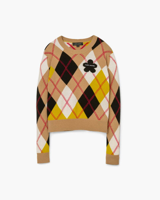 Preppy Daisy Argyle Crewneck Joy Yellow Multi