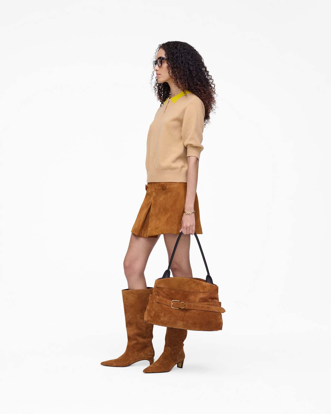 Trompe L'Oeil Knit Polo Camel
