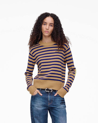 Joy Striped Crewneck Camel/Pansy