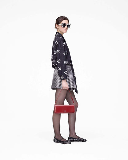 Trompe L'Oeil Eyelet Bow Blouse Black/White