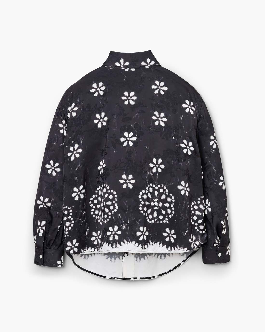 Trompe L'Oeil Eyelet Bow Blouse Black/White