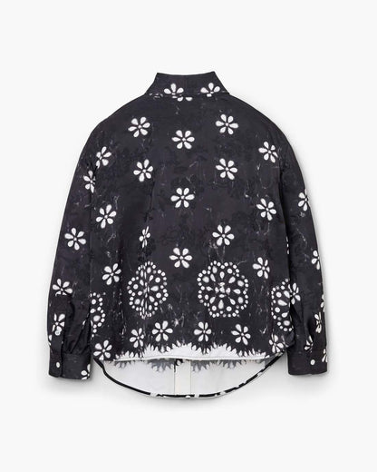 Trompe L'Oeil Eyelet Bow Blouse Black/White