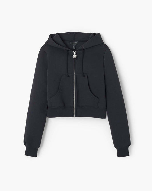 Charm Cropped Hoodie Black
