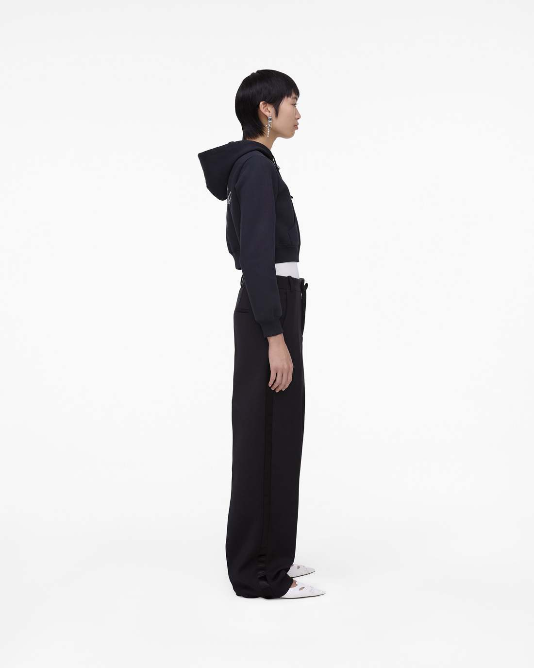 Charm Cropped Hoodie Black