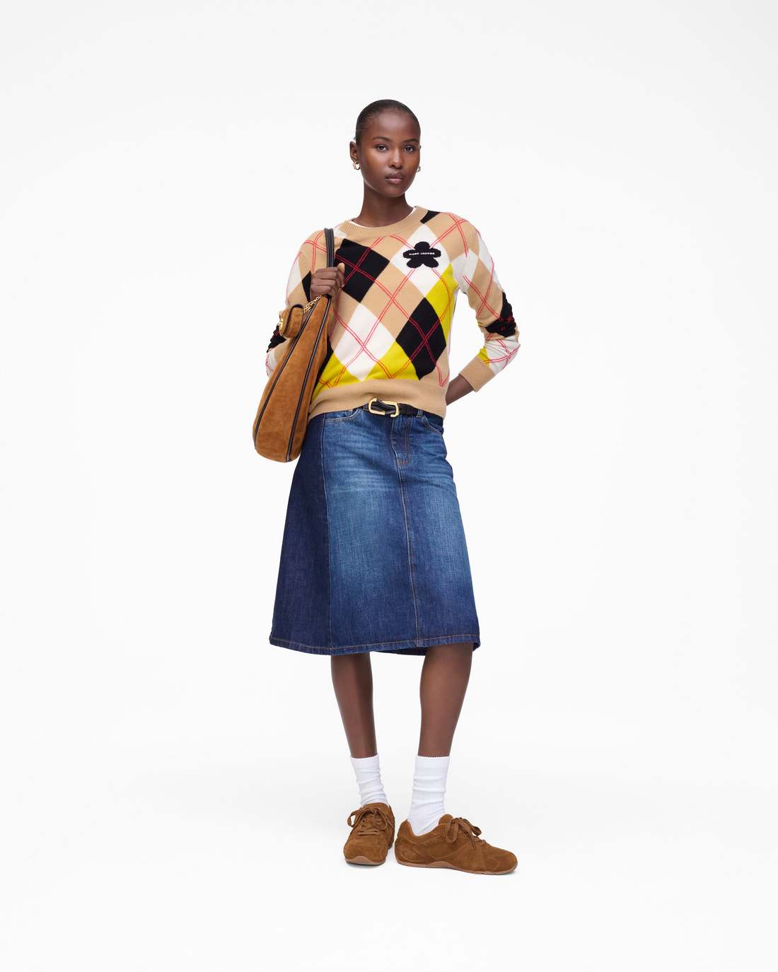 Two Tone Shadow Denim Skirt Dark Slub Indigo