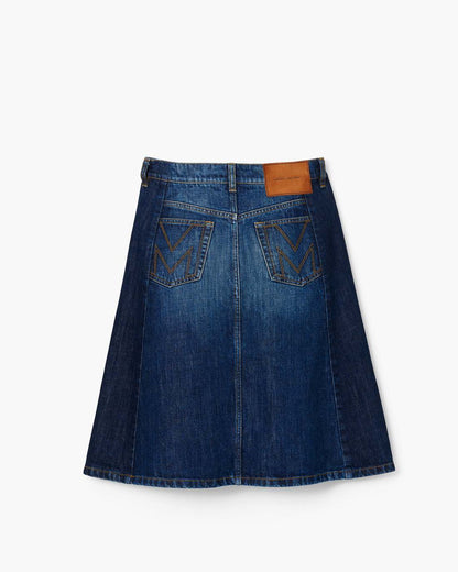 Two Tone Shadow Denim Skirt Dark Slub Indigo