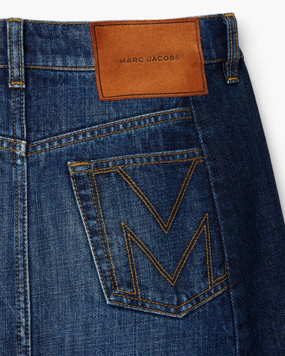 Two Tone Shadow Denim Skirt Dark Slub Indigo
