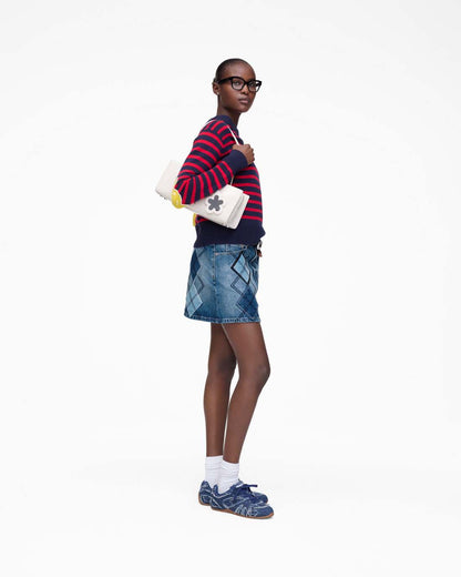 Argyle Patchwork Mini Skirt Bright Indigo