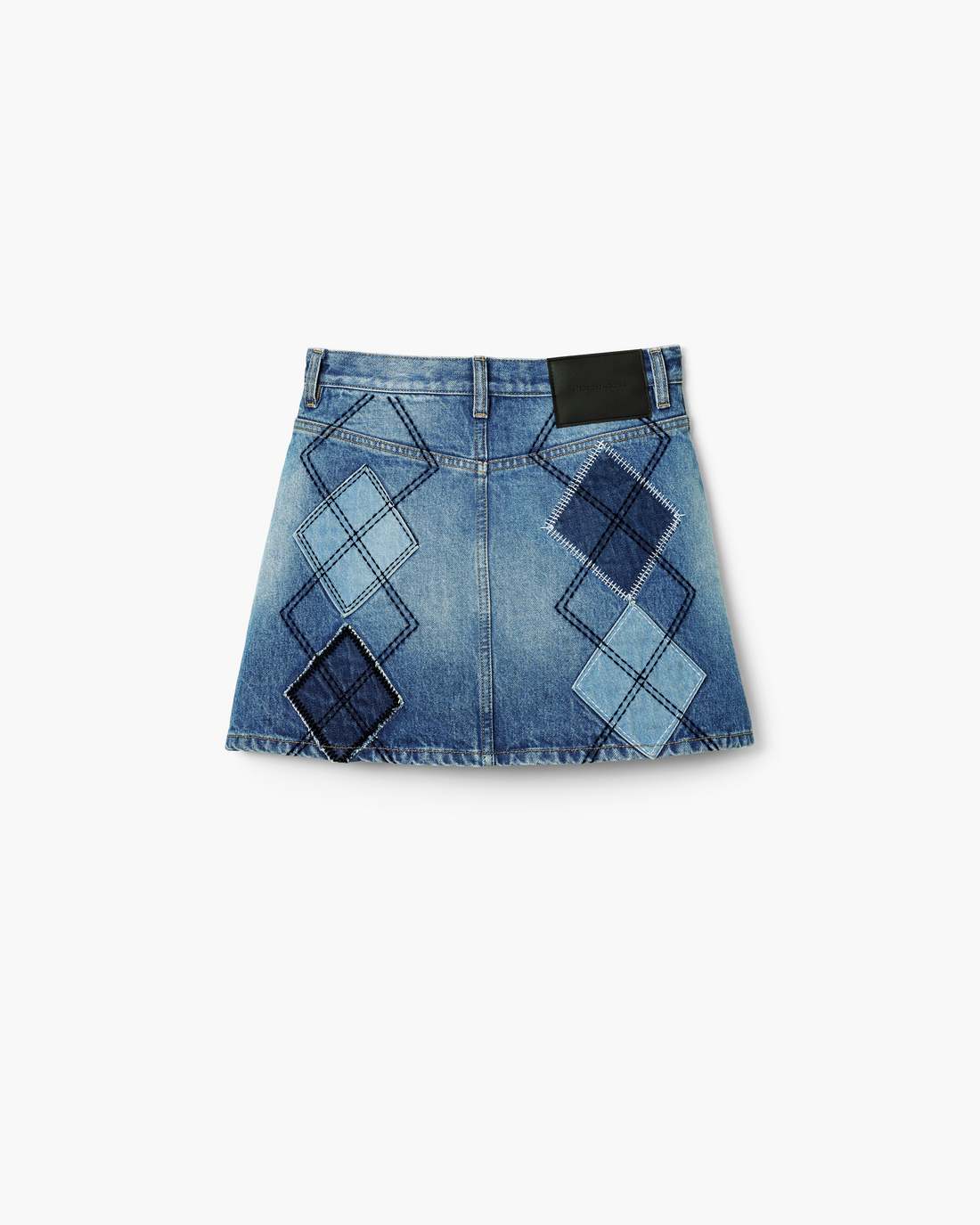 Argyle Patchwork Mini Skirt Bright Indigo