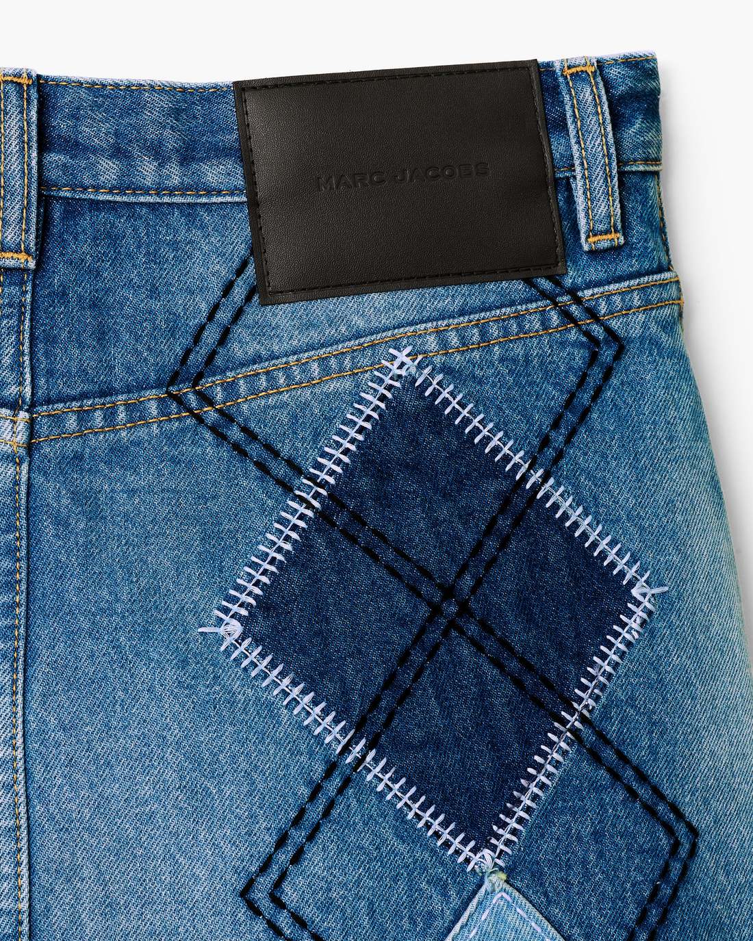 Argyle Patchwork Mini Skirt Bright Indigo