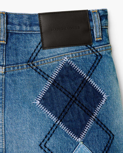 Argyle Patchwork Mini Skirt Bright Indigo